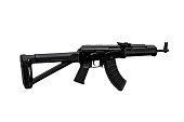Soviet carbine in modern body kit isolate on a white background. Tuned automatic carbine of the USSR. Weapons for sports and self-defense.
