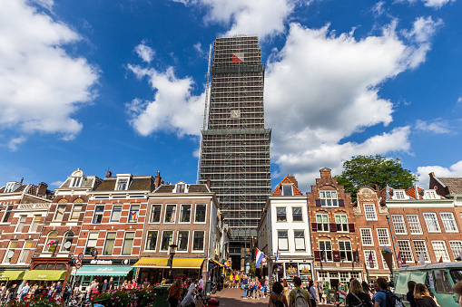 Utrecht, the Netherlands - August 14th, 2021: Domtoren Tower In Constructions At Utrecht The Netherlands