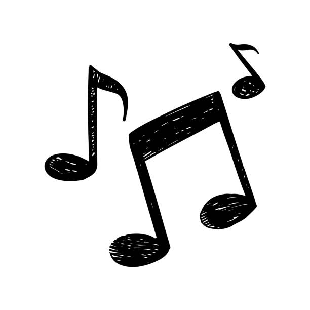 illustrations, cliparts, dessins animés et icônes de dessin à la main icône note de musique griffonnage isolé sur fond blanc. illustration vectorielle. - treble clef musical symbol music clipping path