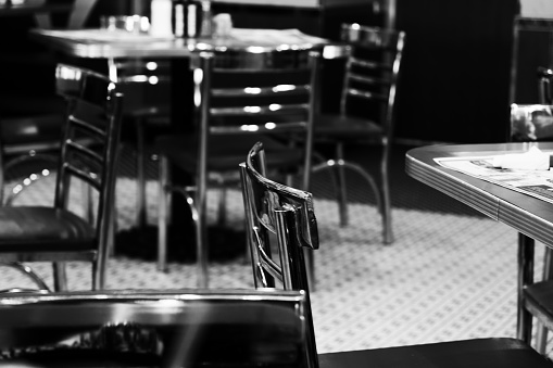 Old Fashioned Diner chrome chairs in Black and white