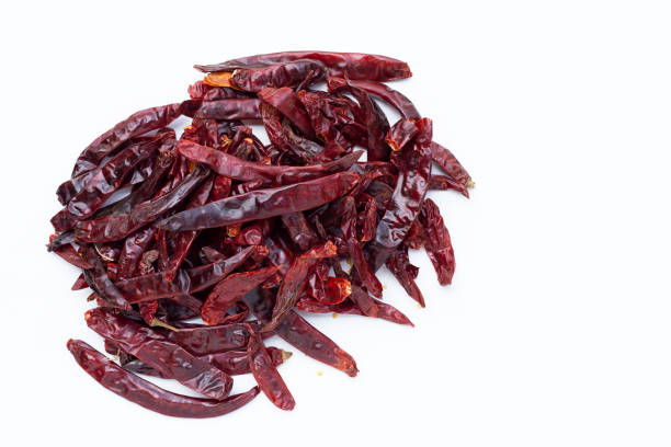 istock Dried red chili pepper  on white background. 1334161138