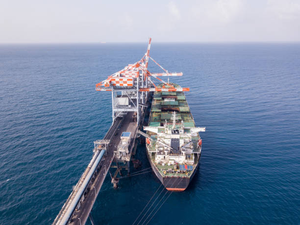 istock Bulk container ship unloads coal in the port of power station. 1334166087