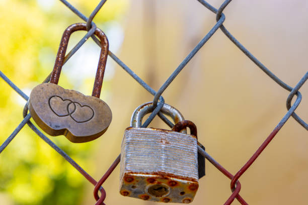 istock Love heart locks on chain link fence 1334182560