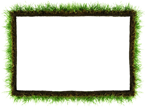Rectangle frame made from grass turf in natural look.