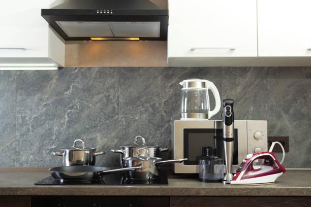istock Modern kitchen and home appliances on the background of the kitchen interior 1334197459
