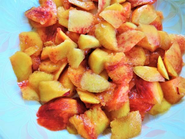 Slices of nectarines  for making of original dessert.