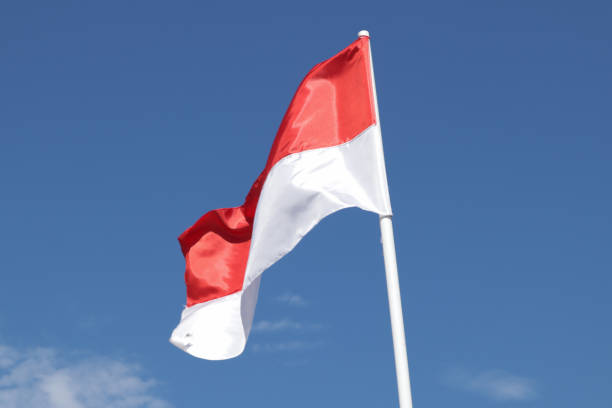 closeup of Indonesian flag fluttering