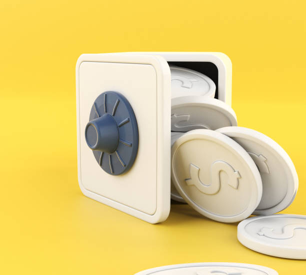 istock Safe with Coins, Isolated in Colorful Background 1334207925