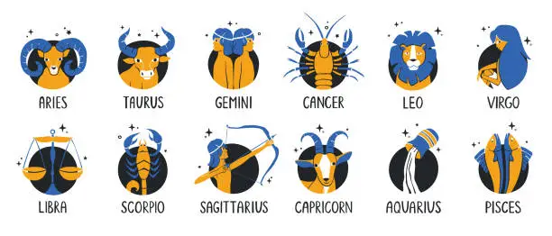 Vector illustration of Zodiac signs set