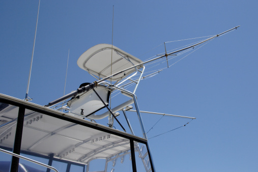 A spinning radar at a communication tower in Tirana International Airport - Albania.