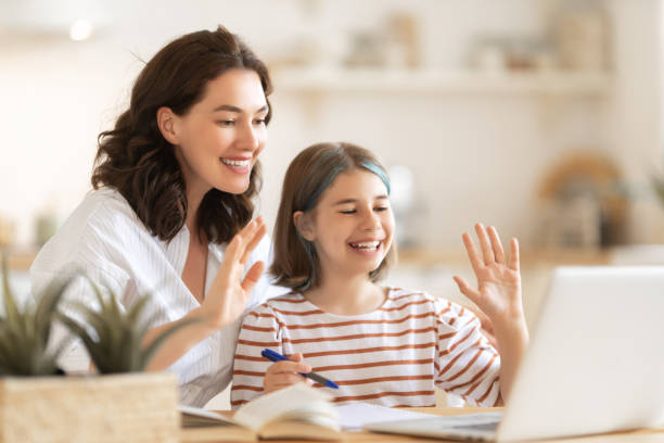 istock Girl doing homework or online education. 1334218165