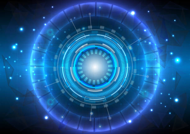 istock Lines and dots. Futuristic Sci-Fi glowing HUD and polygon. Abstract hi-tech background. Digital engineer interface. Virtual reality technology innovation of connection 1334220668