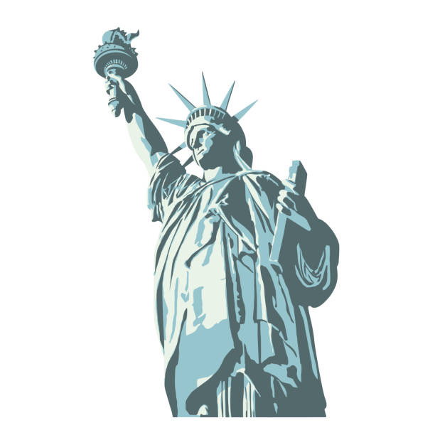 illustrazioni stock, clip art, cartoni animati e icone di tendenza di illustrazione della statua della libertà a new york - statue of liberty