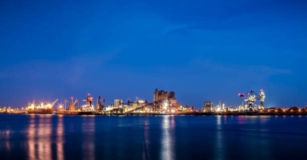 istock Facilities at Rotterdam Harbor by Night 1334226188