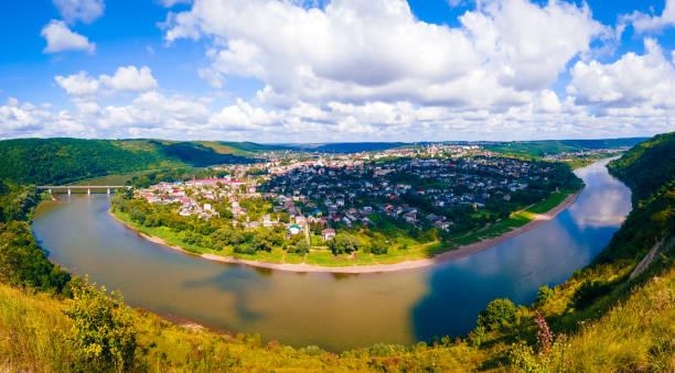 istock City on a peninsula surrounded by a large river. Sunny summer landscape. 1334231686