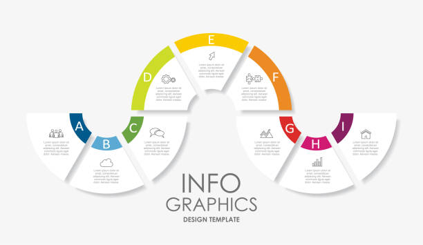 ilustraciones, imágenes clip art, dibujos animados e iconos de stock de plantilla de diseño de infografía con lugar para sus datos. ilustración vectorial. - 9