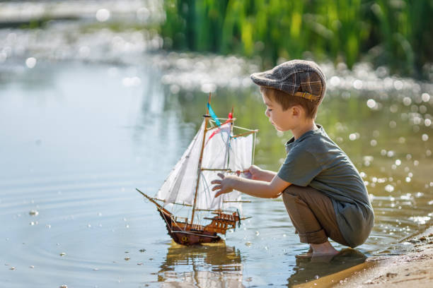 Paper boats made by children