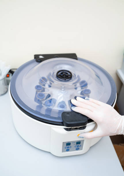 istock Medical modern centrifuge technology. Virus researchment in laboratory. 1334241859