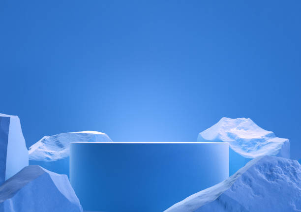 istock Blue colored stones podium for display product. 3d 1334245819