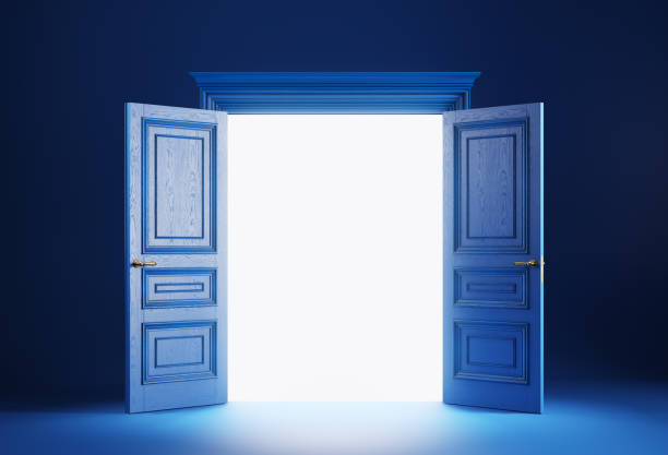 istock Classic doors opening to the bright light. Clipping path included 1334246210