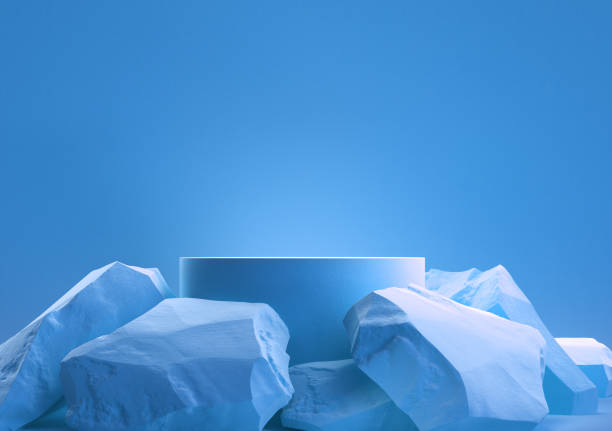 istock Blue colored stones podium for display product. 3d 1334246836