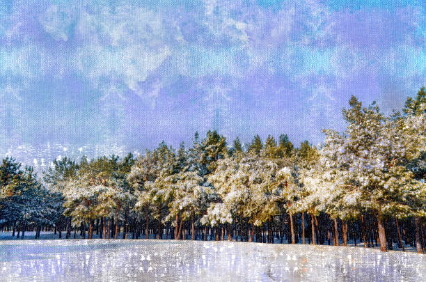 istock Winter landscape. Snow-covered pine forest against the blue sky. 1334247459