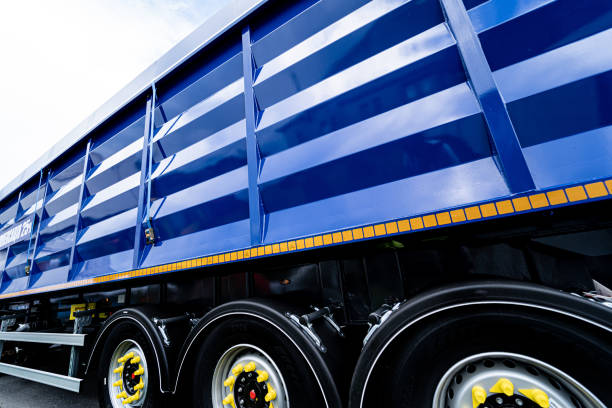 istock Large grain truck at the blue sky background 1334248711
