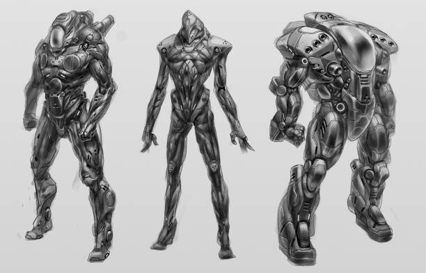 istock digital illustration of futuristic science fiction full figure machine robot cyborg suit concept design 1334251114