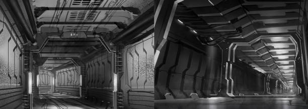 istock digital illustration of futuristic science fiction spacecraft corridor hallway 1334251170