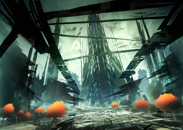 istock digital illustration of fantasy science fiction landscape 1334251178