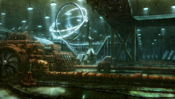 istock digital illustration of futuristic science fiction time machine spinning running working mode in speed 1334251210