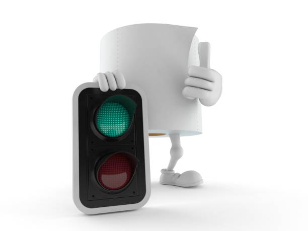 istock Toilet paper character with green light 1334252013