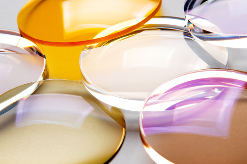 Group of sphere colored lenses anti-reflective coating