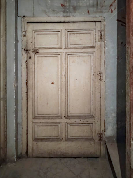istock Old and weathered door inside a condemned building 1334259066