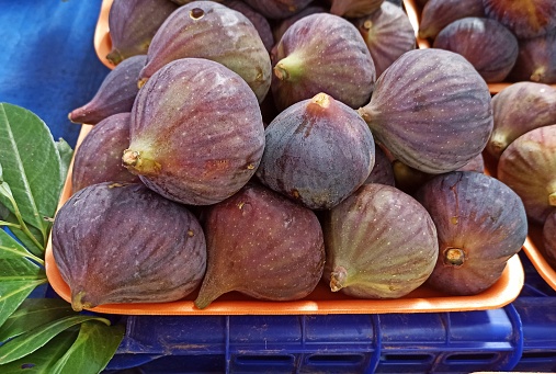 Organic fresh ripe figs for sale at market in Istanbul turkey