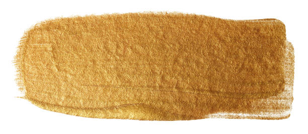 istock Acrylic stain golden metallic shiny paint brush stroke MOCKUP element 1334263337