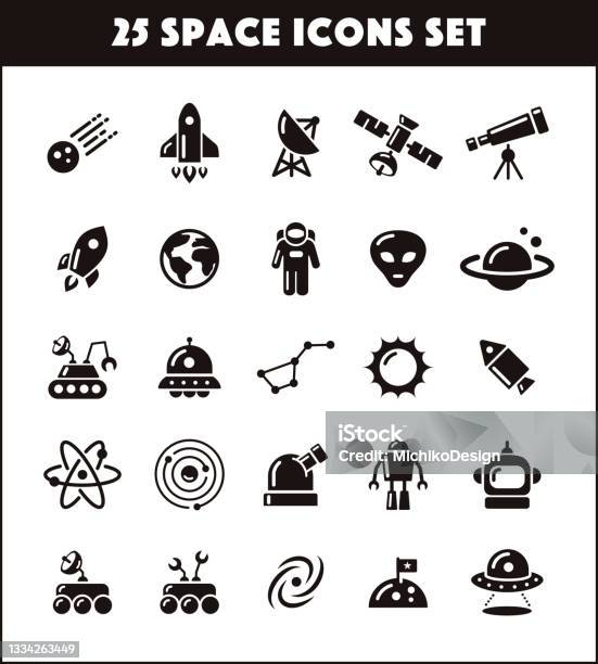 25 Space Icons Set Stock Illustration - Download Image Now - Icon Symbol, Astronaut, Vector