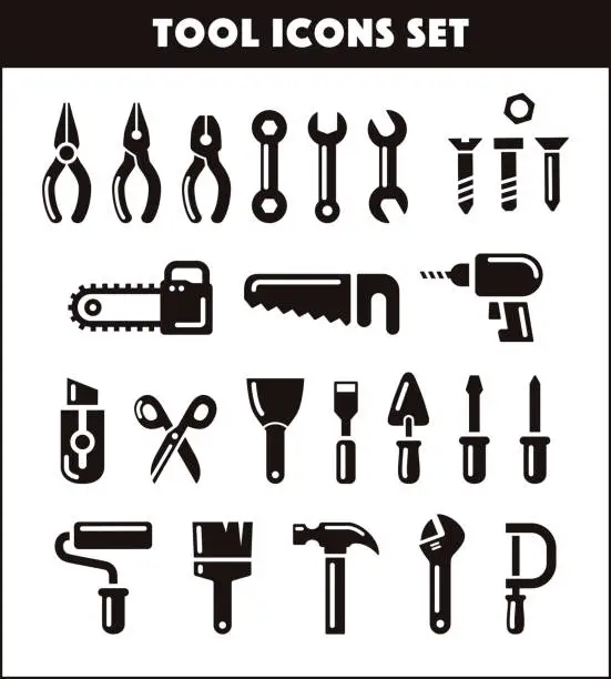 Vector illustration of Tools icons set