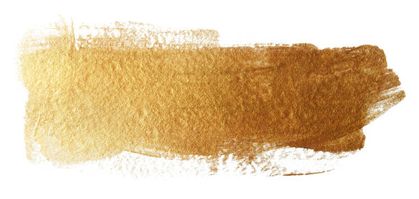 istock Acrylic stain golden metallic shiny paint brush stroke MOCKUP element 1334266297