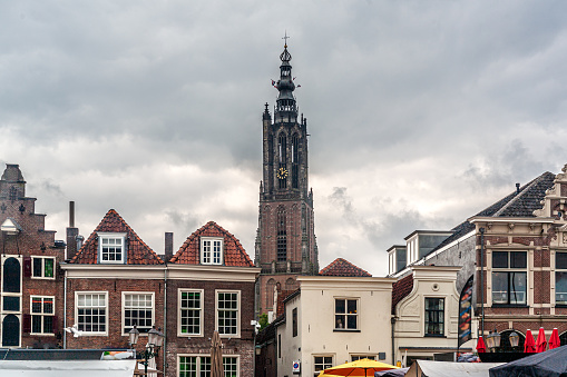 Lille cityscape, La Grand Place square in city center, Flemish mannerist architecture style buildings, Vieille Bourse and bell tower Chamber of Commerce, French Flanders, Nord department, France