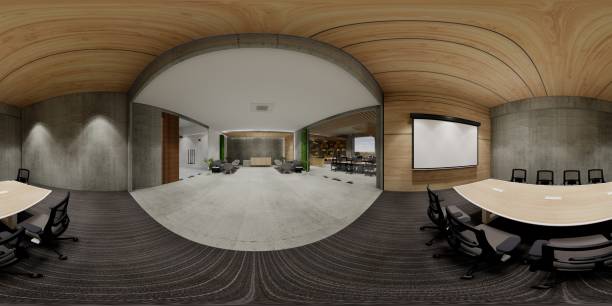 istock Modern and luxurious Offices lobby interior area . Reception counter des. 3d rendering interior office modern and loft design. 1334266494