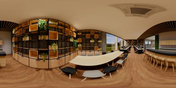 istock Modern and luxurious Offices lobby interior area . Reception counter des. 3d rendering interior office modern and loft design. 1334267256