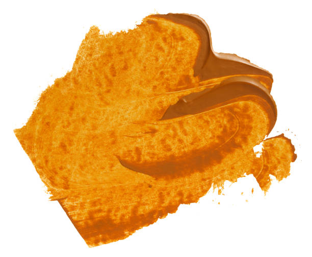 istock Acrylic stain orange-yellow paint background on paper 1334267484