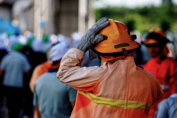 istock Firefighter prepare training firefighter in the plant on industry. 1334272679