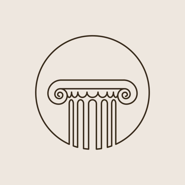 illustrations, cliparts, dessins animés et icônes de icône de colonne grecque. conception moderne de lignes circulaires, traits modifiables - ionic