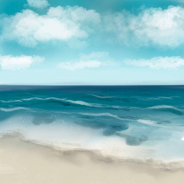 istock Hand drawn sketch with landscape. Watercolor drawn sketch with seascape 1334280144