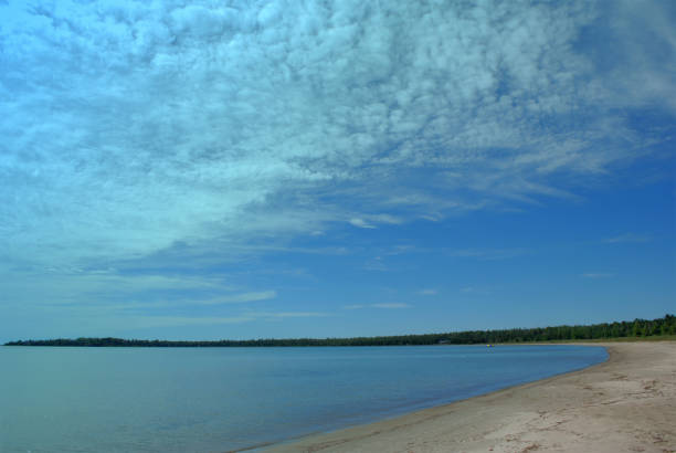 Beautiful beach with no people in the Great Lakes, ON, Canada