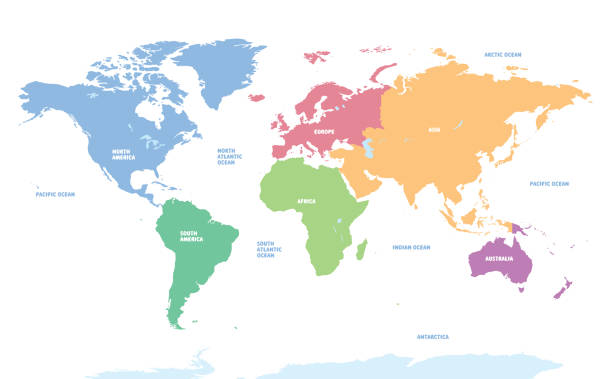 World Map and continents World Map and continents
http://legacy.lib.utexas.edu/maps/world_maps/world_physical_2015.pdf continentes stock illustrations