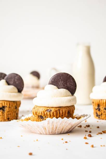 Vegan Chocolate chip cupcakes stock photo