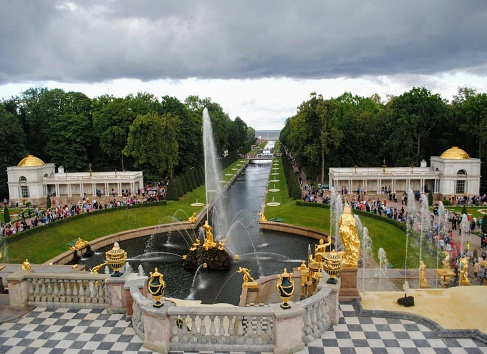 August 7, 2021, Saint Petersburg, The Grand Cascade, Peterhof Palace, are one of the great tourist attractions of Saint Petersburg